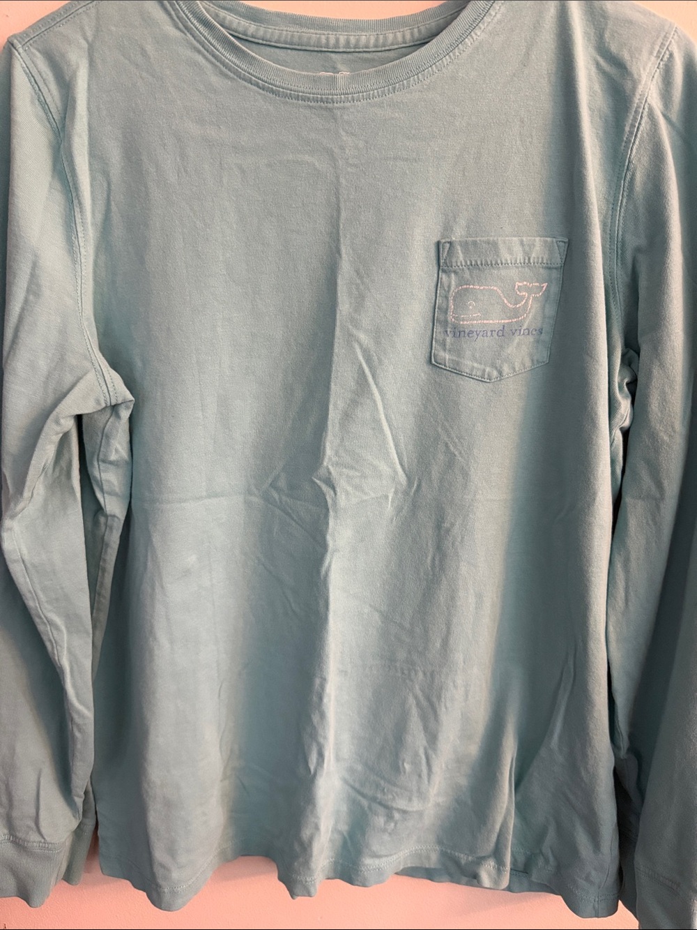 Vineyard Vines Long-Sleeve Pocket Tee in Light Blue